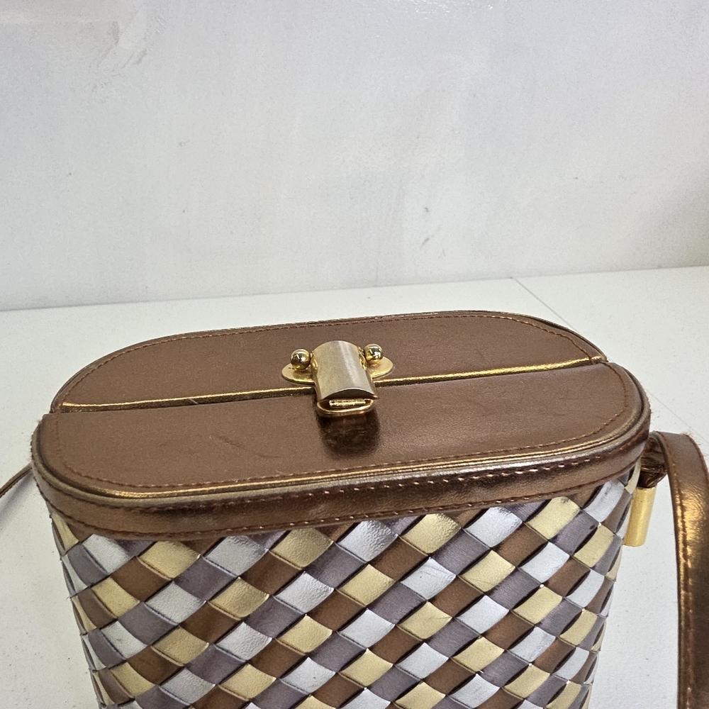Vintage Benchmade leatherworks Inc. braided gold silver leather structured bag - Picture 11 of 12